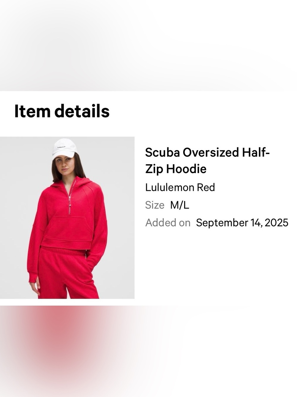 Lululemon Scuba Oversized Zip Hoodie in Red medium large